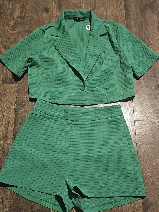 salanta Pants - Green Shirt Short Set Salanta Waffle Textured Small Size 4 Summer Romper